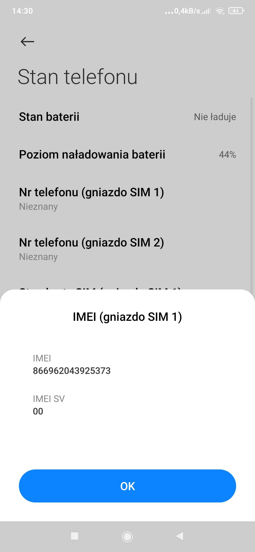 Odczytywanie numeru IMEI