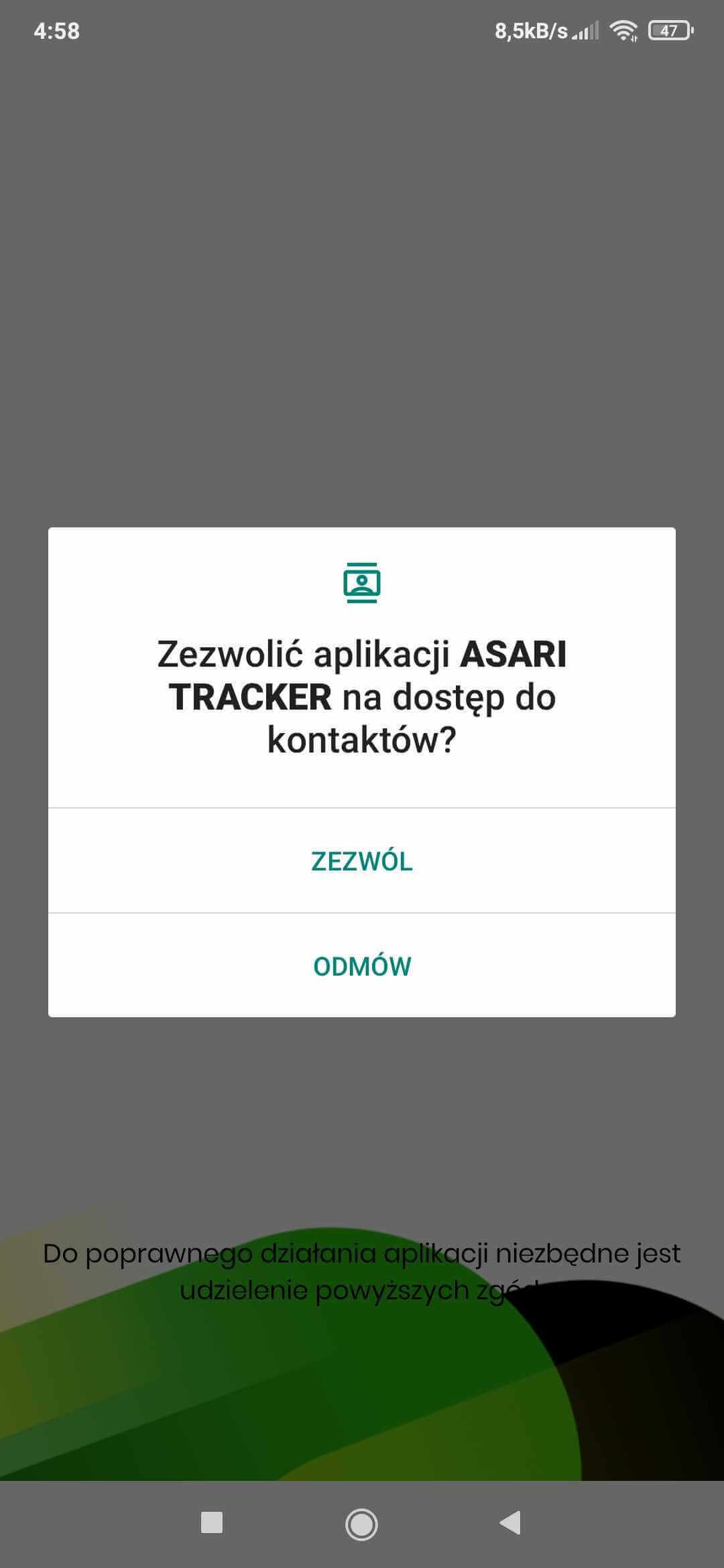 Udzielanie uprawnień ASARI TRACKET