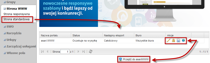 Usprawnienie obsługi stron asariWWW