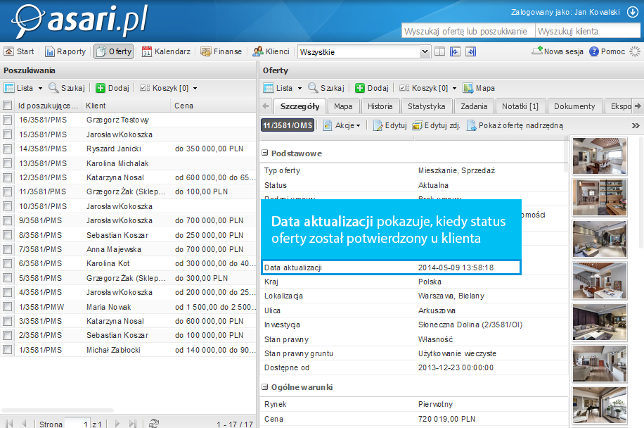 Aktualizacja ofert w ASARI CRM