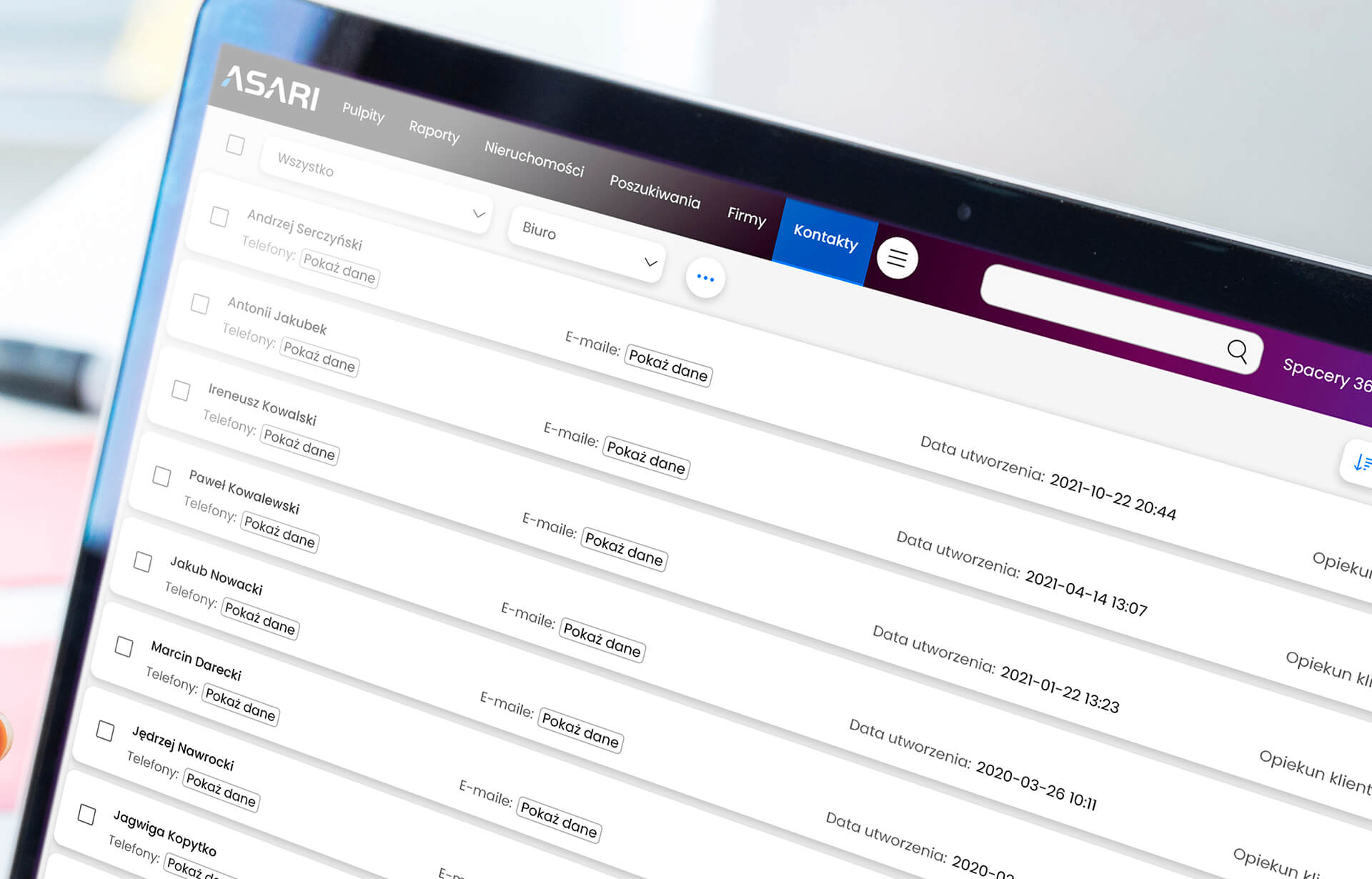 Dostęp do danych w systemie CRM